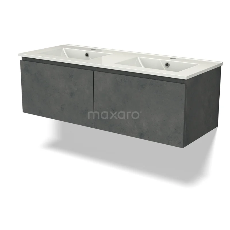 Modulo Vanity units with basin | 120 cm Dark grey concrete Handle-less front Ceramic 2 Side-by-side drawers BMW12-01006