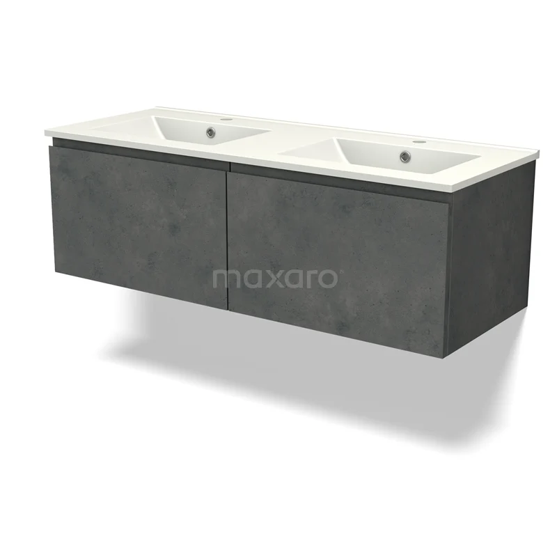 Modulo Vanity units with basin | 120 cm Dark grey concrete Handle-less front Ceramic 2 Side-by-side drawers BMW12-01007