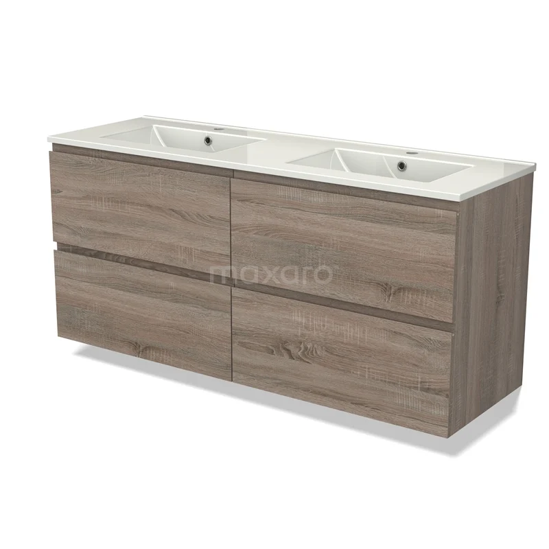 Modulo Vanity units with basin | 140 cm Oak Handle-less front Ceramic 4 drawers BMW18-01010