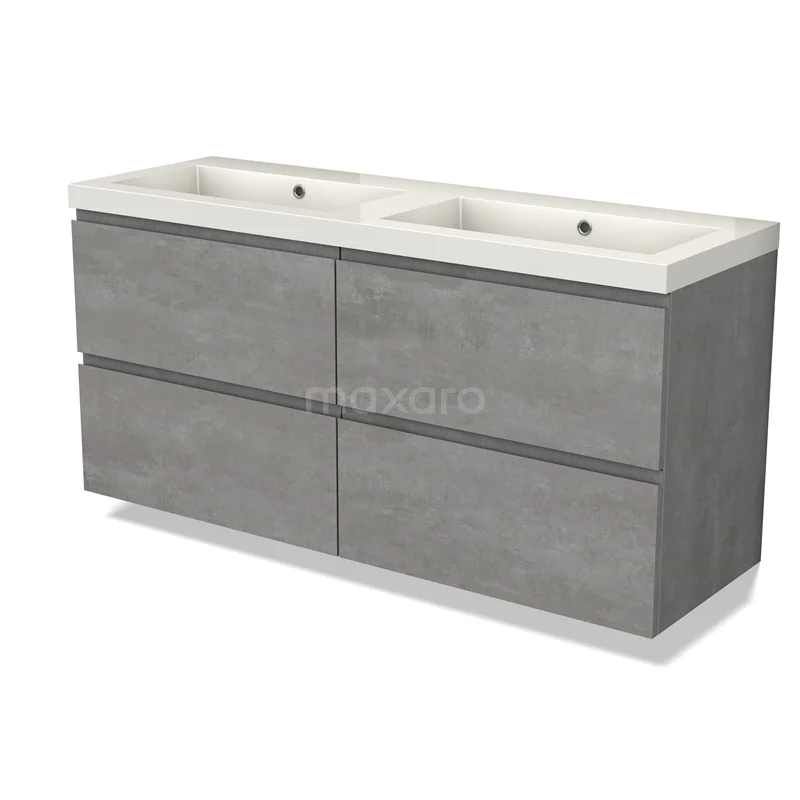 Modulo Vanity units with basin | 140 cm Light grey concrete Handle-less front Mineral marble 4 drawers BMW18-01029