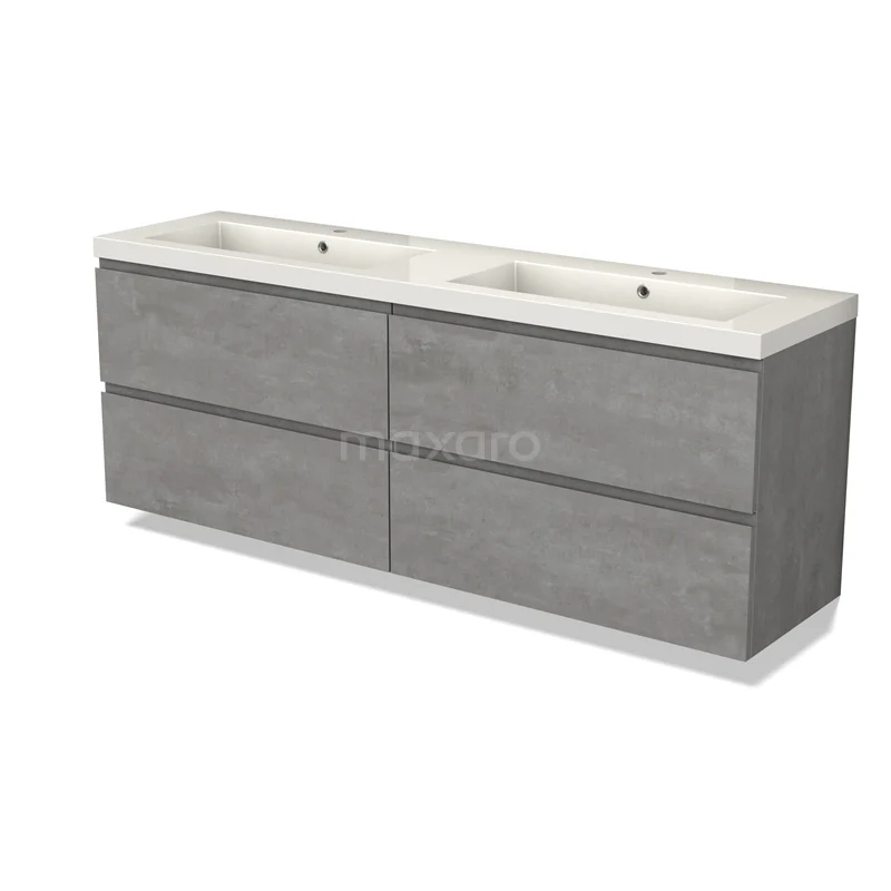 Modulo Vanity units with basin | 180 cm Light grey concrete Handle-less front Mineral marble 4 drawers BMW18-01034