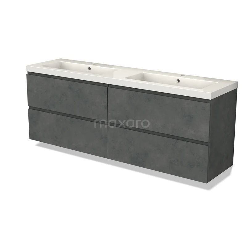 Modulo Vanity units with basin | 180 cm Dark grey concrete Handle-less front Mineral marble 4 drawers BMW18-01055