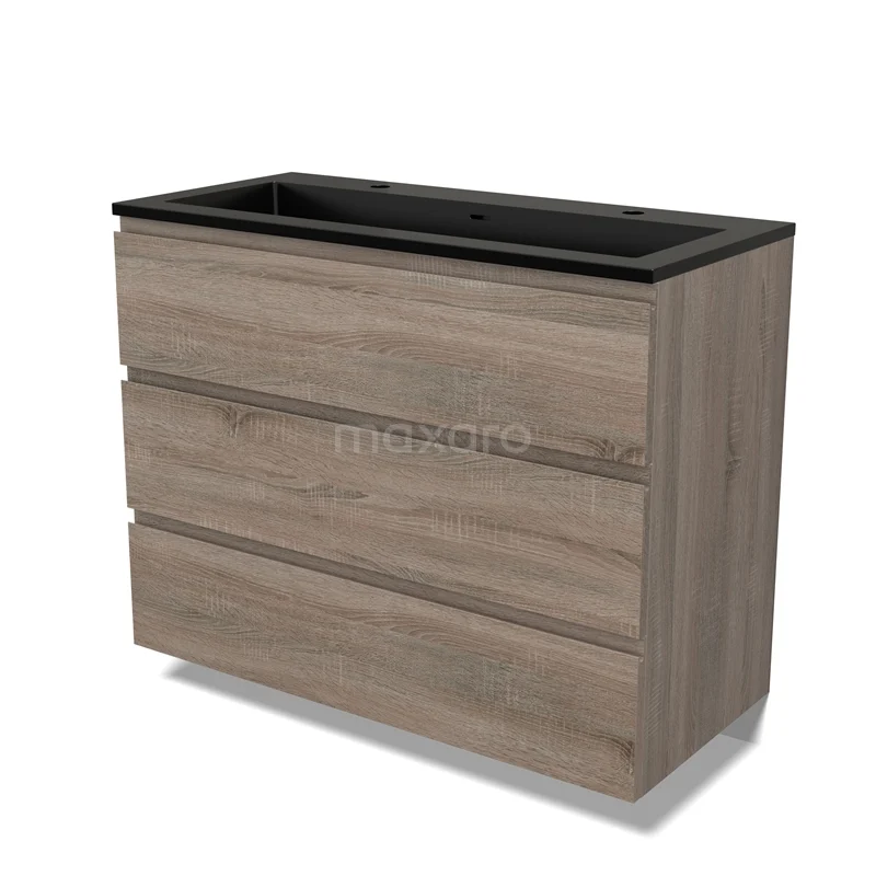 Modulo Vanity units with basin | 100 cm Oak Handle-less front Quartz 3 drawers BMW19-02363