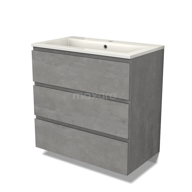 Modulo Vanity units with basin | 80 cm Light grey concrete Handle-less front Mineral marble 3 drawers BMW19-02401