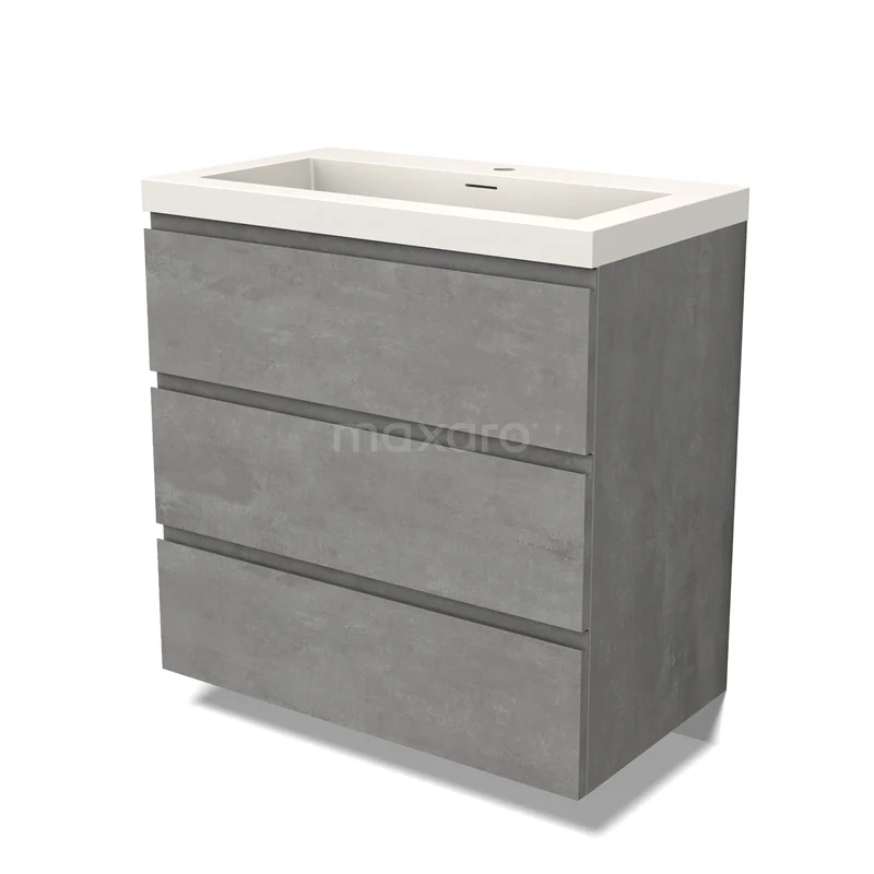 Modulo Vanity units with basin | 80 cm Light grey concrete Handle-less front Solid surface 3 drawers BMW19-02402