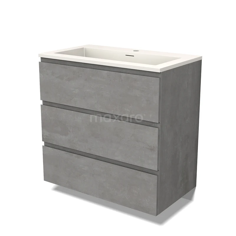 Modulo Vanity units with basin | 80 cm Light grey concrete Handle-less front Solid surface 3 drawers BMW19-02403