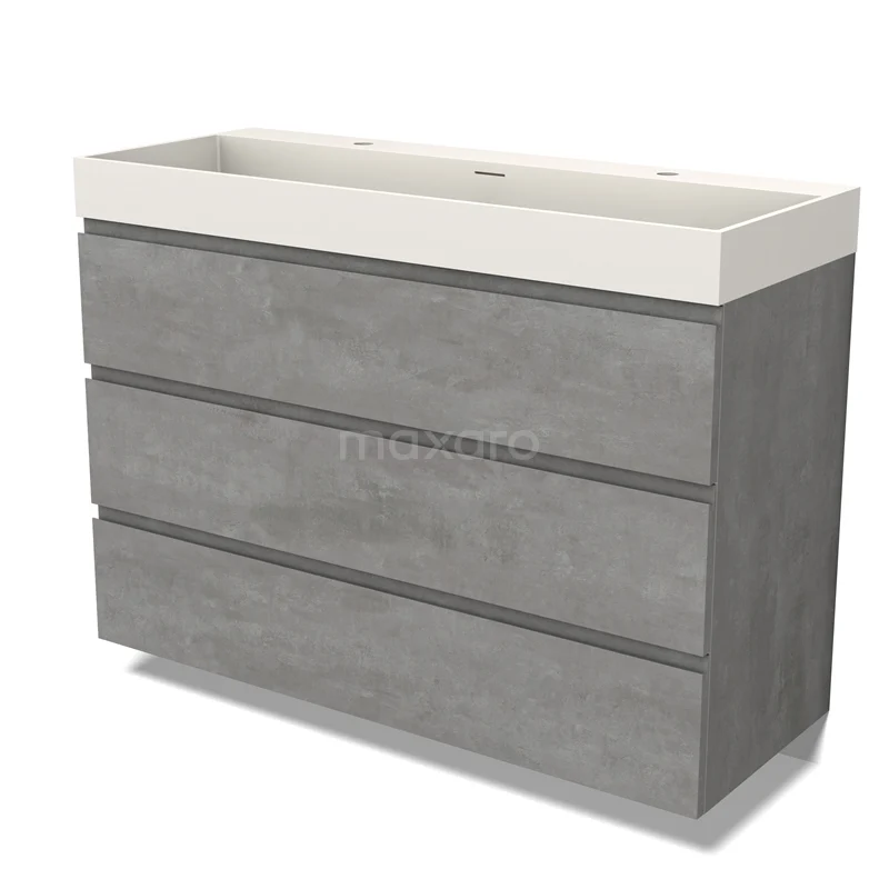 Modulo Vanity units with basin | 120 cm Light grey concrete Handle-less front Solid surface 3 drawers BMW19-02450