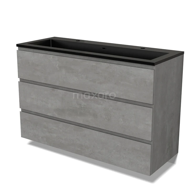 Modulo Vanity units with basin | 120 cm Light grey concrete Handle-less front Quartz 3 drawers BMW19-02453