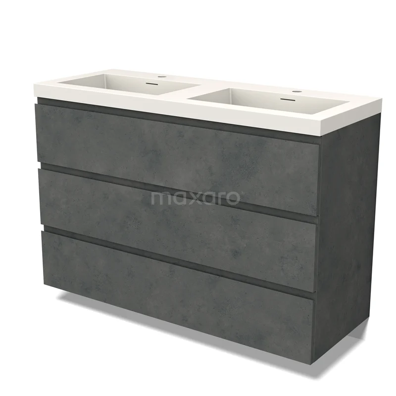 Modulo Vanity units with basin | 120 cm Dark grey concrete Handle-less front Solid surface 3 drawers BMW19-02508