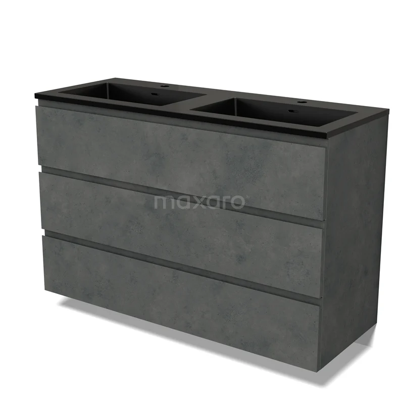 Modulo Vanity units with basin | 120 cm Dark grey concrete Handle-less front Quartz 3 drawers BMW19-02518
