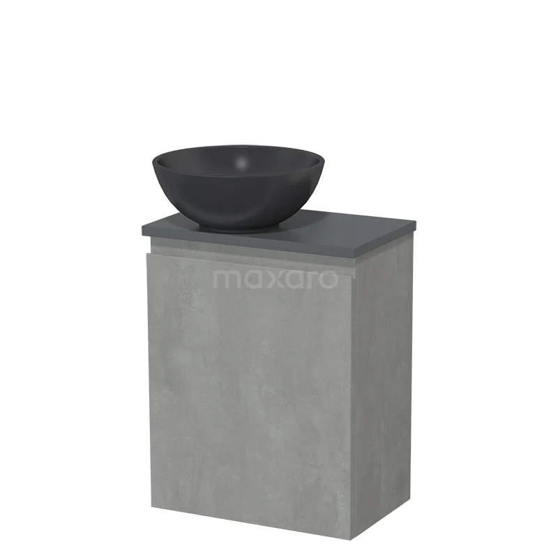 Toilet unit with countertop wash basin | 41 cm Light grey concrete Handleless front Matte black Quartz wash basin Dark grey concrete fronts TMK10-13792