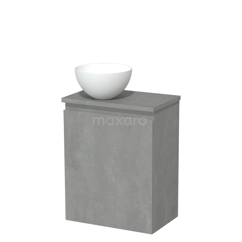 Toilet unit with wash basin | 41 cm Light grey concrete Handleless front Matte white Solidtop wash basin Light grey concrete worktop TMK10-13928