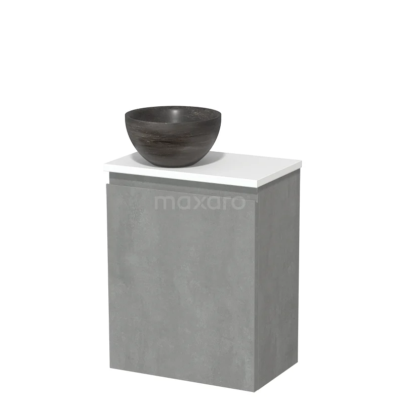 Toilet unit with wash basin | 41 cm Light grey concrete Handleless front Blue stone Natural stone countertop wash basin Matte white worktop TMK10-14449