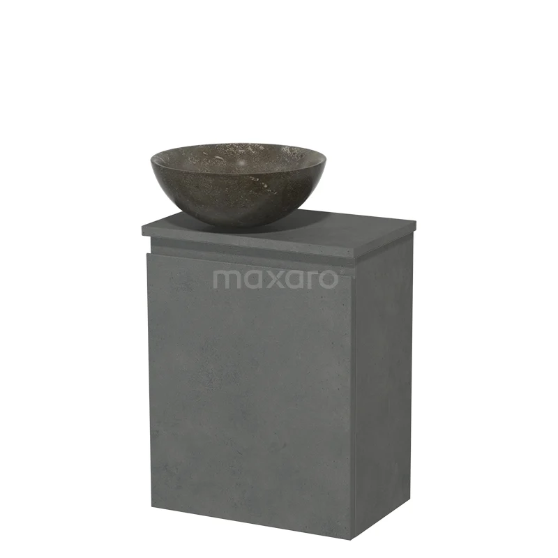 Toilet unit with wash basin | 41 cm Dark grey concrete Handleless front Blue stone Natural stone countertop wash basin Dark grey concrete worktop Fronts TMK10-14823