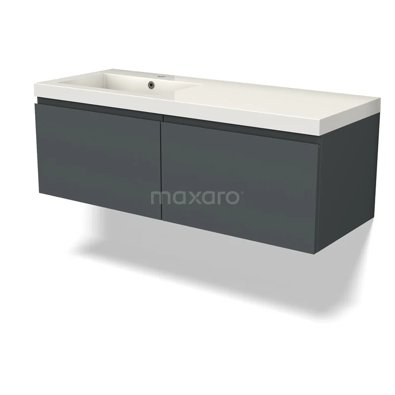 Modulo Vanity units with basin | 120 cm Dark grey Handle-less front Mineral marble 2 Side-by-side drawers BMW12-01033