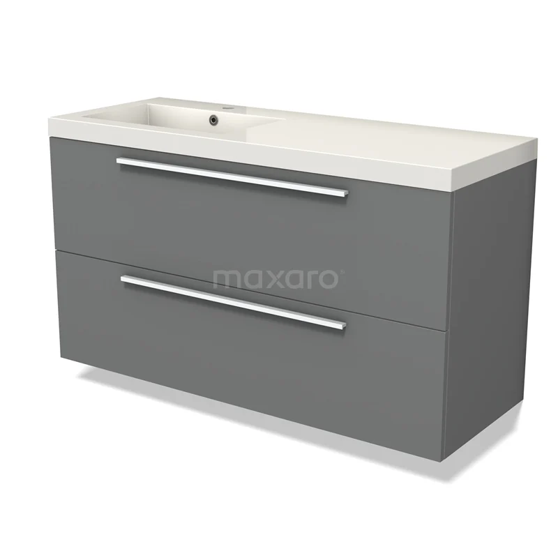Modulo Bathroom furniture with sink | 120 cm Mid grey Flat front Mineral marble 2 Stacked drawers BMW17-04676 Modulo Bathroom furniture with sink | 120 cm Mid grey Flat front Mineral marble 2 Stacked drawers BMW17-04676