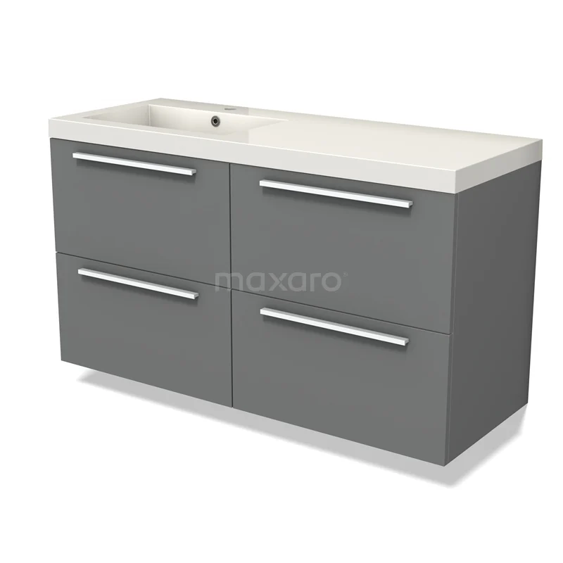 Modulo Vanity units with basin | 120 cm Mid grey Flat front Mineral marble 4 drawers BMW18-01061