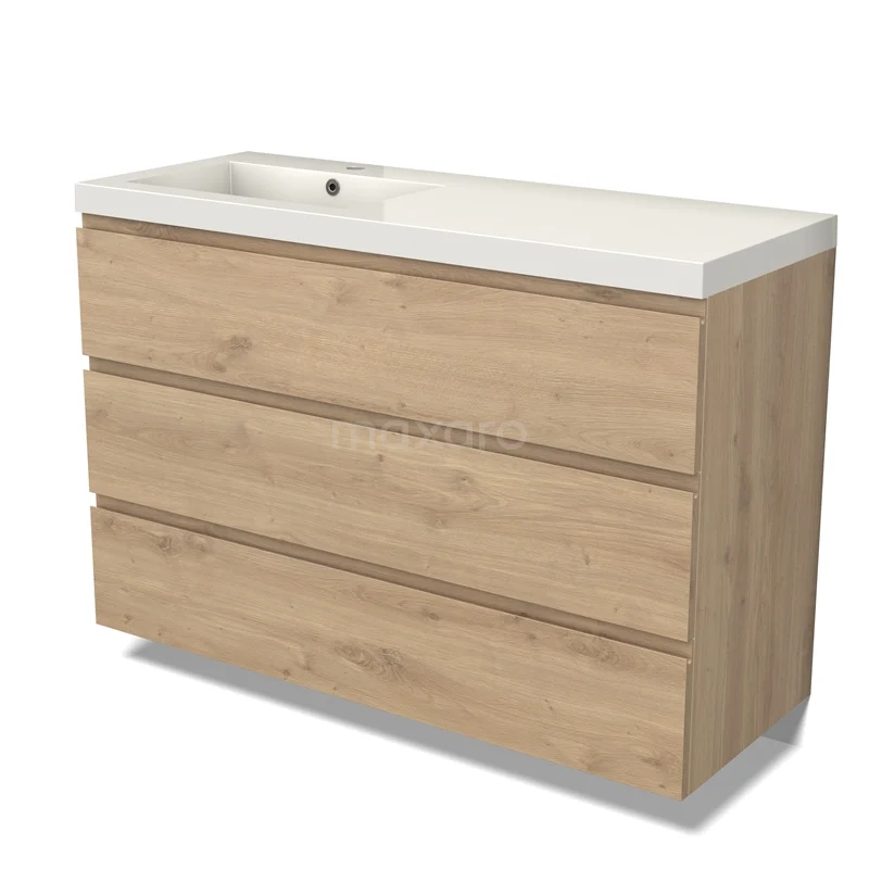 Modulo Vanity units with basin | 120 cm Light brown oak Handle-less front Mineral marble 3 drawers BMW19-02551