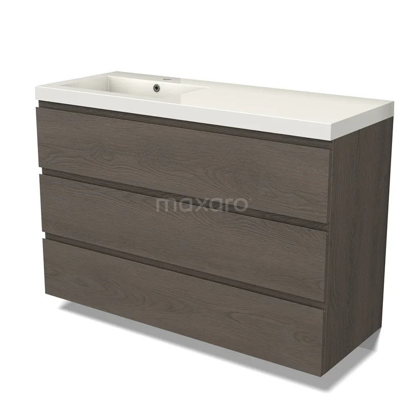 Modulo Vanity units with basin | 120 cm Dark brown oak Handle-less front Mineral marble 3 drawers BMW19-02557