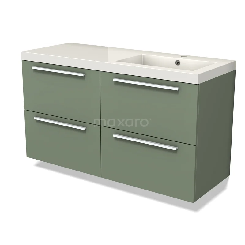 Modulo Vanity units with basin | 120 cm Sage green Flat front Mineral marble 4 drawers BMW18-01120