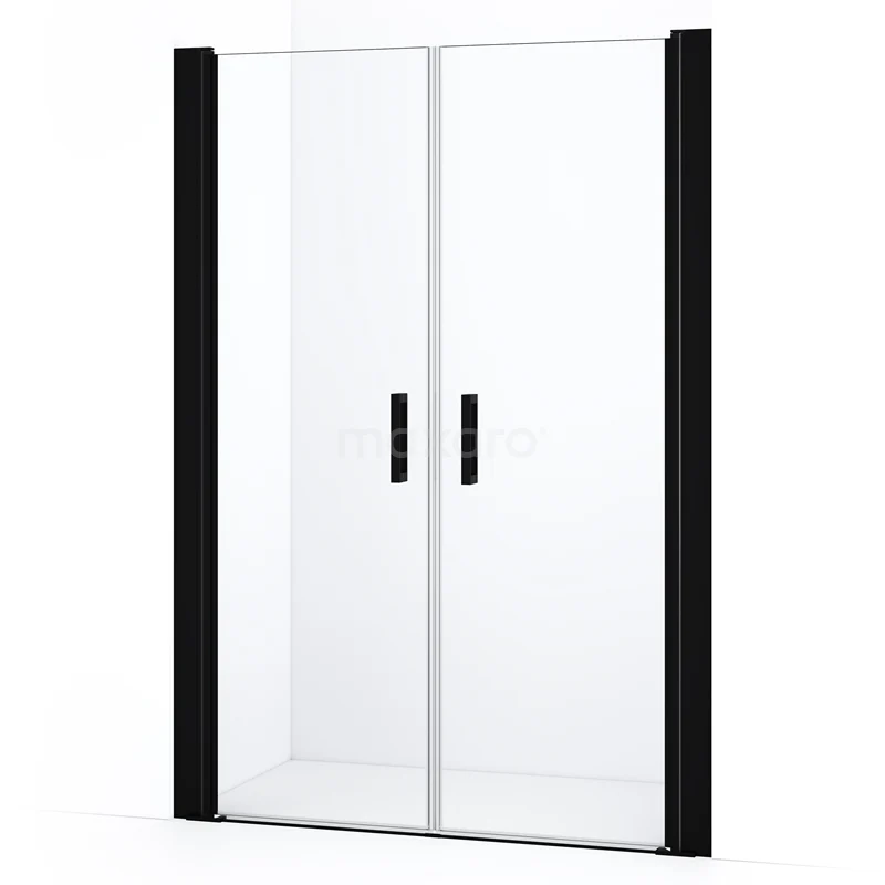 Diamond Shower door | 130 cm Matte black Clear glass Bi-fold door DDE10606210MBN