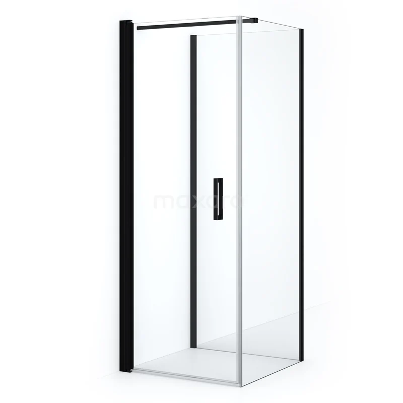 Diamond Shower enclosure | 70x70 cm Matte black Clear glass Pivot door Semi-detached square CDF1070707110MBN