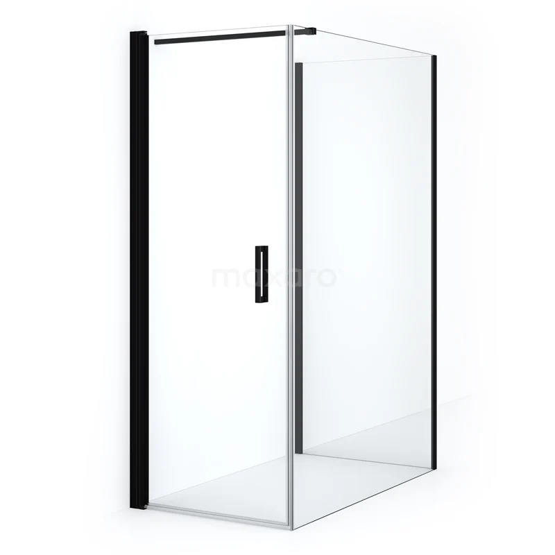 Diamond Shower enclosure | 130x80 cm Matte black Clear glass Pivot door Semi-detached rectangle CDF1081308110MBN