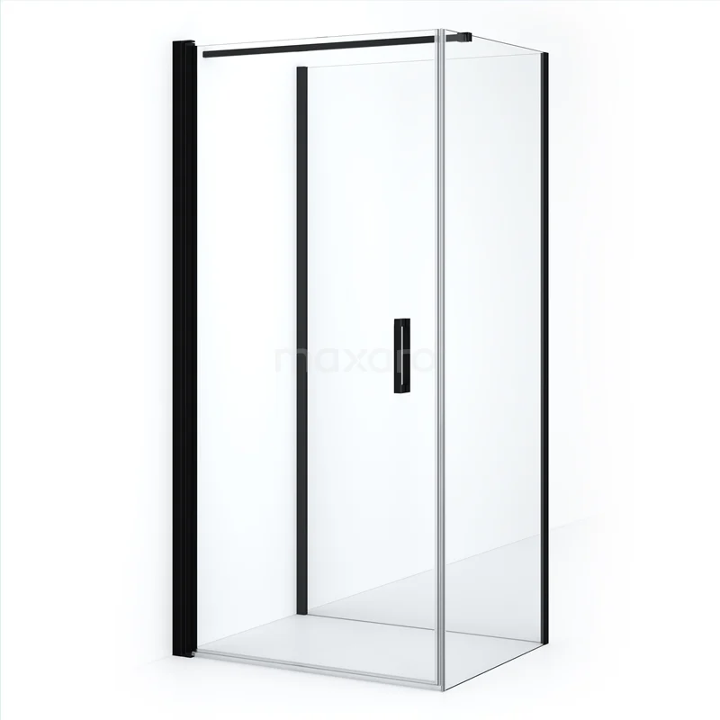 Diamond Shower enclosure | 80x60 cm Matte black Clear glass Pivot door Semi-detached rectangle CDF1080608110MBN
