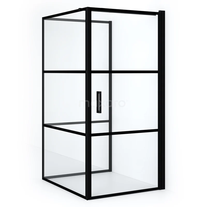 Diamond Shower enclosure | 110x90 cm Matte black Clear with 4 black stripes Pivot door Semi-detached rectangle CDF1091109118RMBN