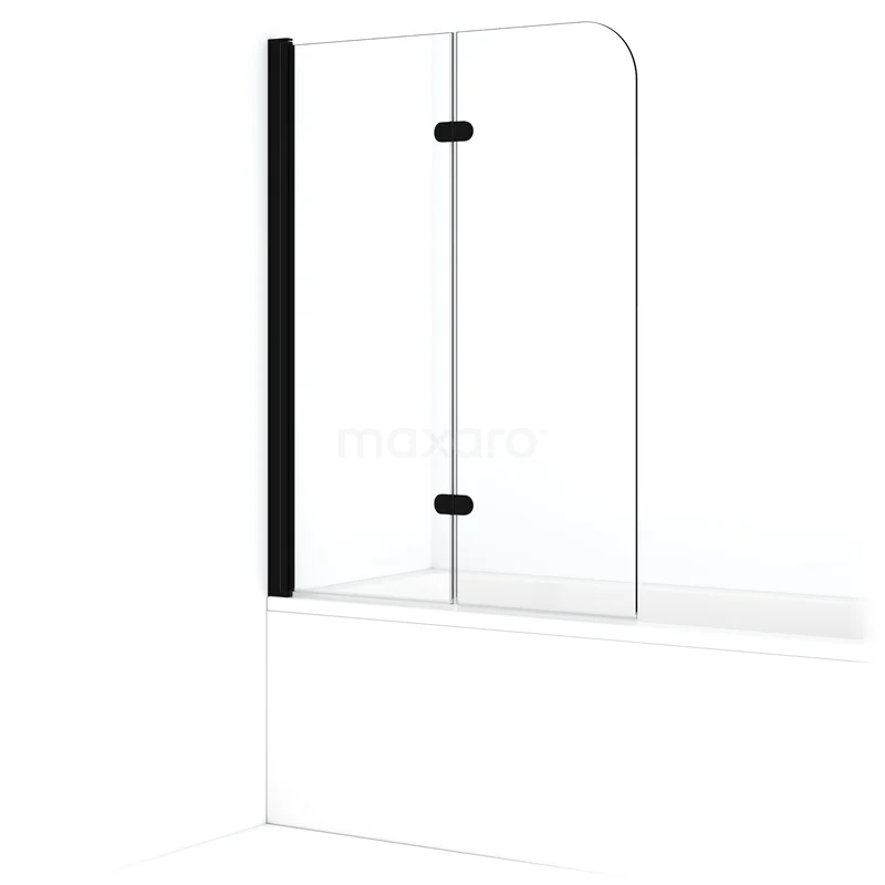Diamond Bath screen | 120 cm Matte black Clear glass BDC120120MB