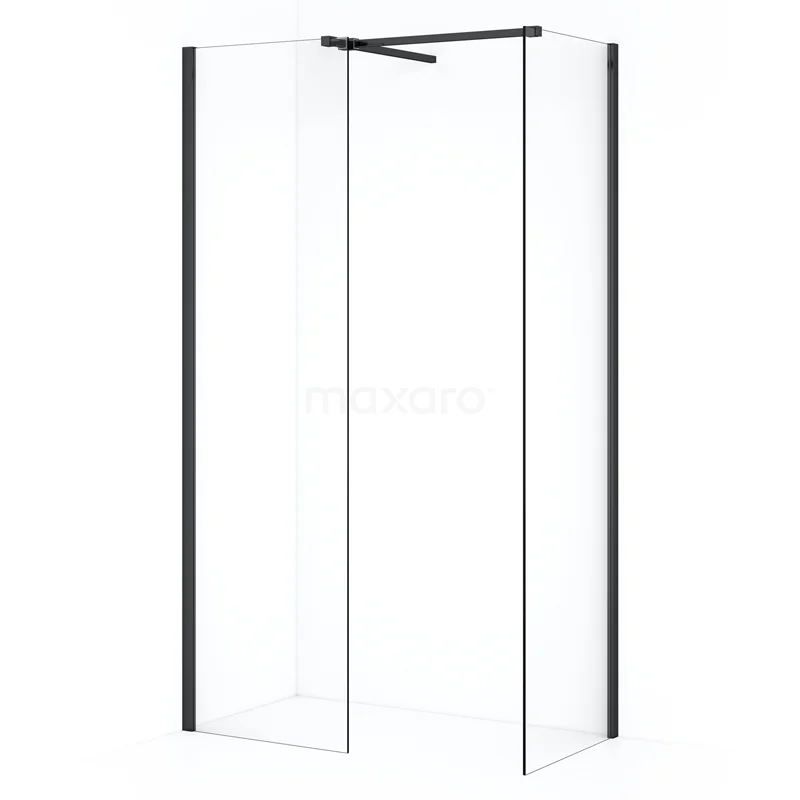 Diamond Walk-in shower | 60x60 cm Black chrome Clear glass 2 fixed walls IDB0606510BCN