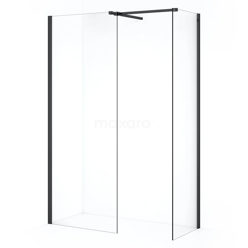 Diamond Walk-in shower | 80x50 cm Black chrome Clear glass 2 fixed walls IDB0508510BCN