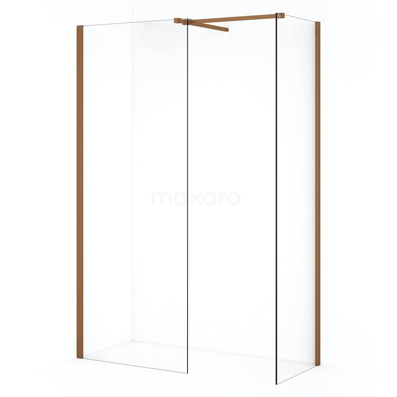 Diamond Walk-in shower | 70x60 cm Copper Clear glass 2 fixed walls IDB0607510KP