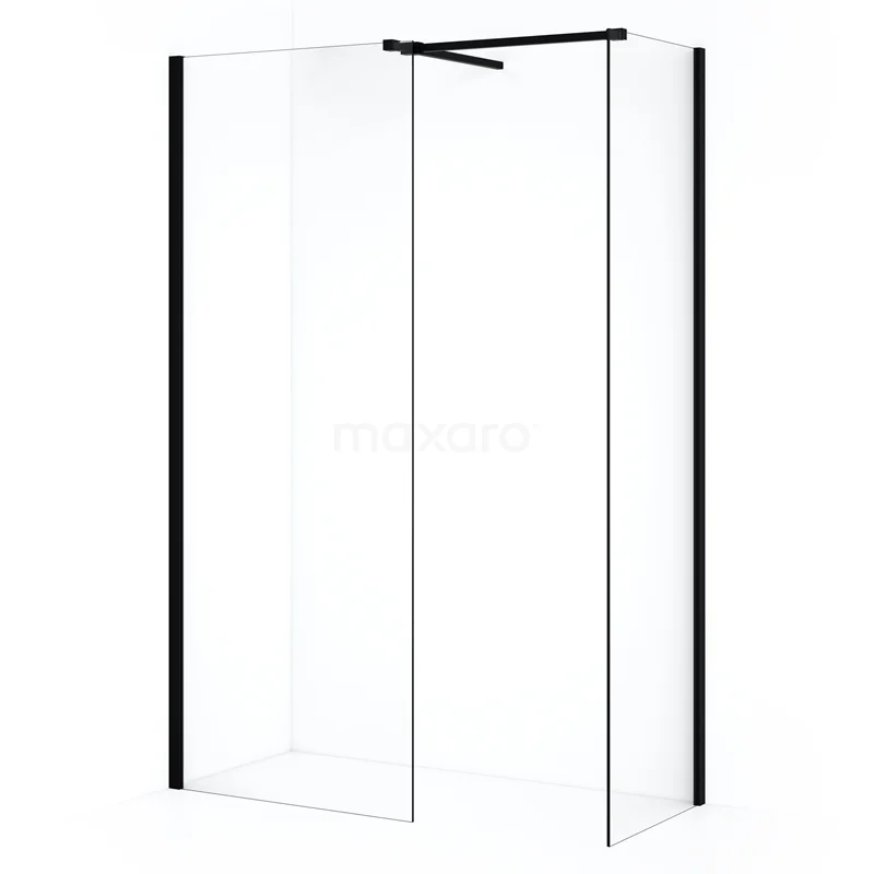 Diamond Walk-in shower | 80x60 cm Matte black Clear glass 2 fixed walls IDB0608510MB