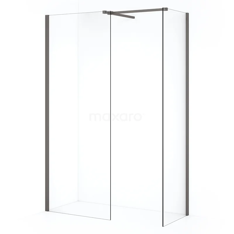 Diamond Walk-in shower | 80x60 cm Black metal Clear glass 2 fixed walls IDB0608510ZMN