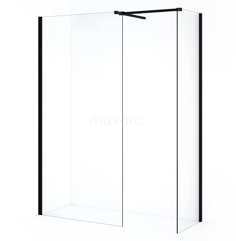 Diamond Walk-in shower | 90x50 cm Matte black Clear glass 2 fixed walls IDB0509510MB