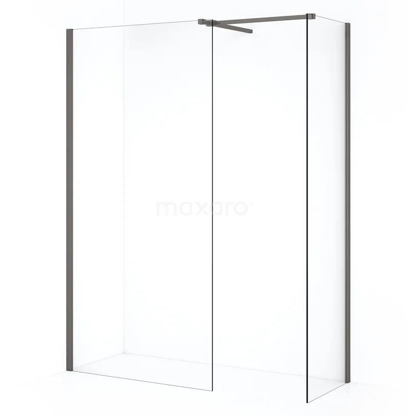 Diamond Walk-in shower | 90x50 cm Black metal Clear glass 2 fixed walls IDB0509510ZMN