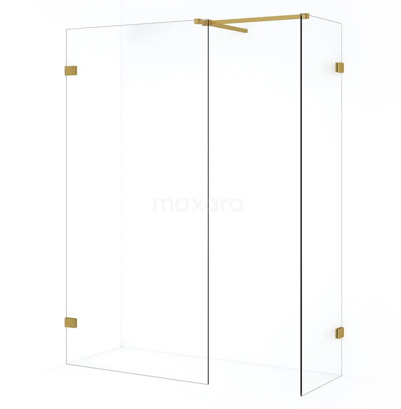 Diamond Walk-in shower | 100x50 cm Gold Clear glass 2 fixed walls IDB0510520GG