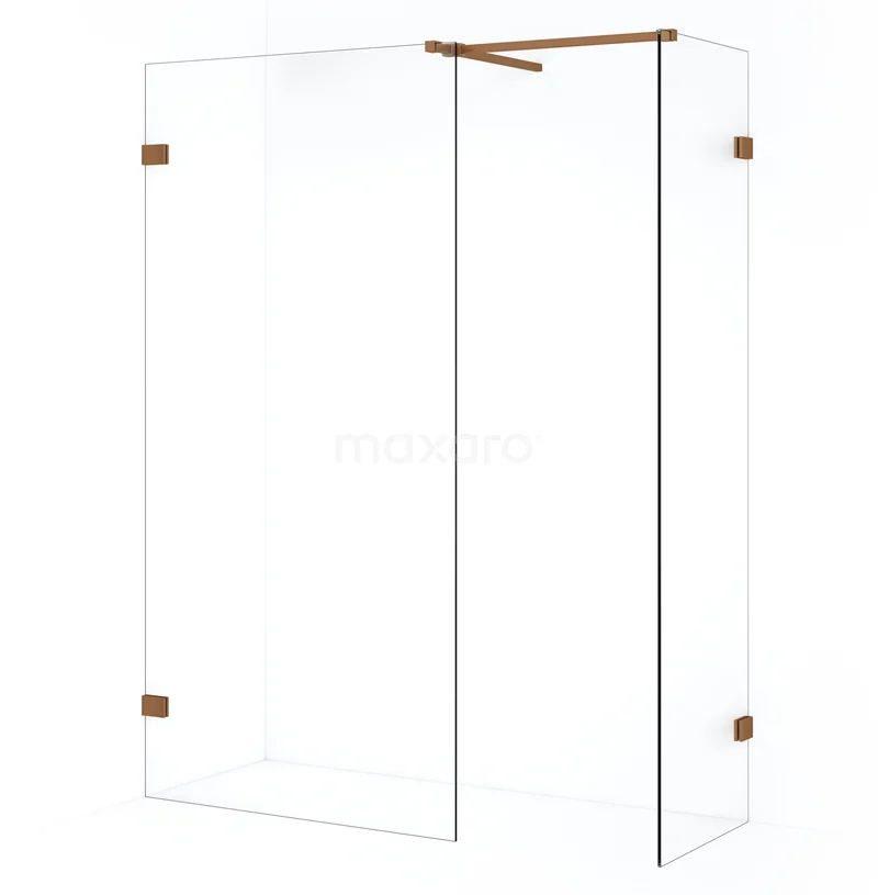 Diamond Walk-in shower | 100x60 cm Copper Clear glass 2 fixed walls IDB0610520KP