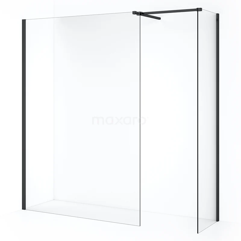 Diamond Walk-in shower | 130x50 cm Black chrome Clear glass 2 fixed walls IDB0513510BCN