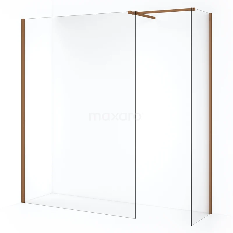 Diamond Walk-in shower | 130x60 cm Copper Clear glass 2 fixed walls IDB0613510KP