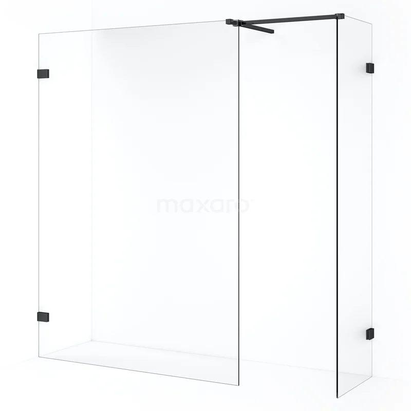 Diamond Walk-in shower | 140x50 cm Black chrome Clear glass 2 fixed walls IDB0514520BC