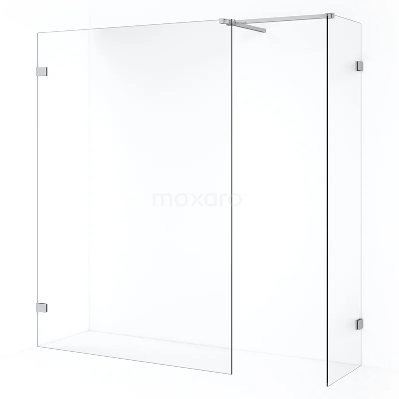 Diamond Walk-in shower | 140x50 cm Chrome Clear glass 2 fixed walls IDB0514520C