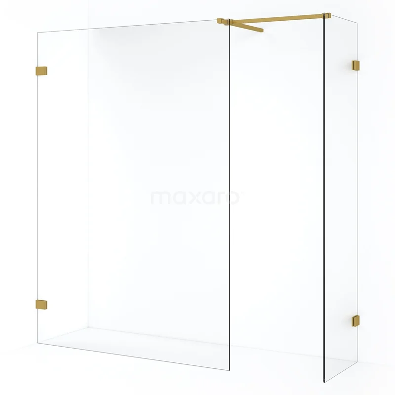 Diamond Walk-in shower | 140x60 cm Gold Clear glass 2 fixed walls IDB0614520GG