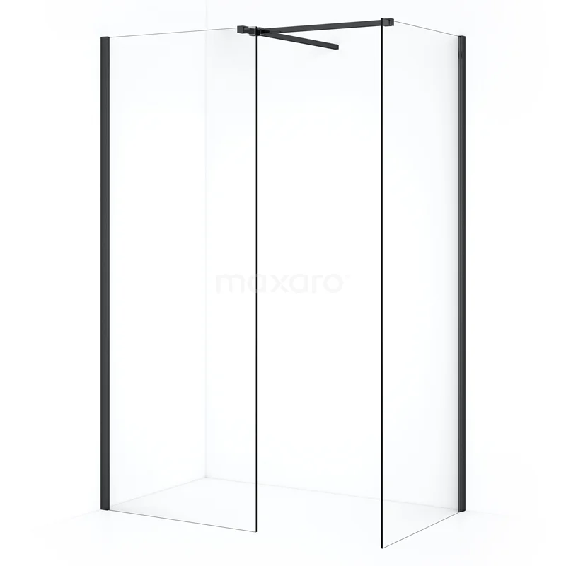 Diamond Walk-in shower | 70x60 cm Black chrome Clear glass 2 fixed walls IDB0706510BCN
