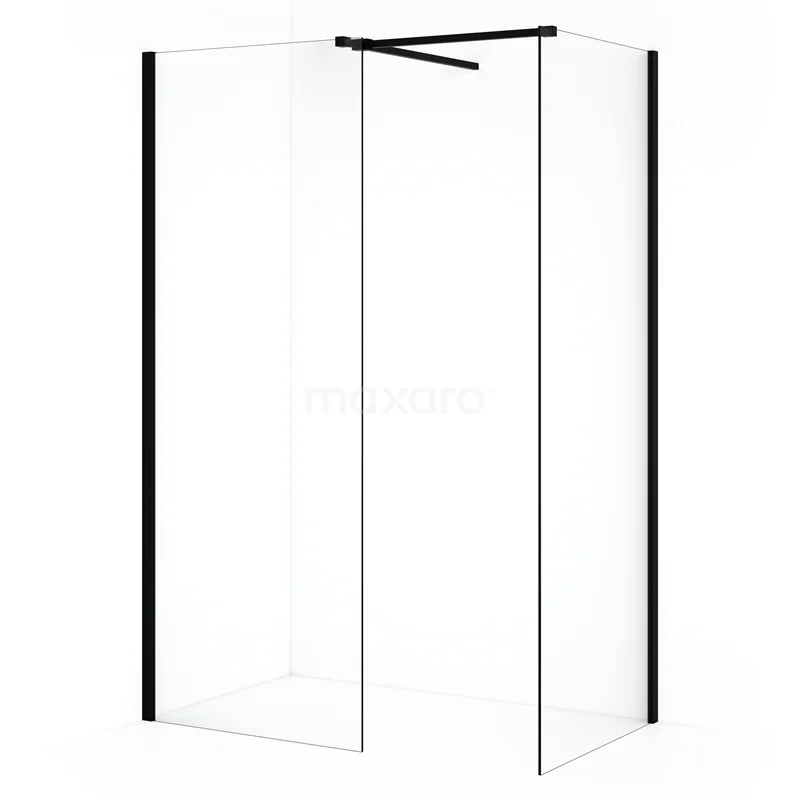 Diamond Walk-in shower | 70x70 cm Matte black Clear glass 2 fixed walls IDB0707510MB