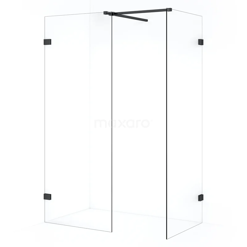Diamond Walk-in shower | 80x70 cm Black chrome Clear glass 2 fixed walls IDB0708520BC