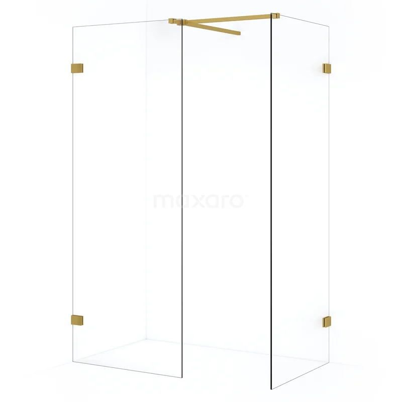 Diamond Walk-in shower | 80x60 cm Gold Clear glass 2 fixed walls IDB0806520GG
