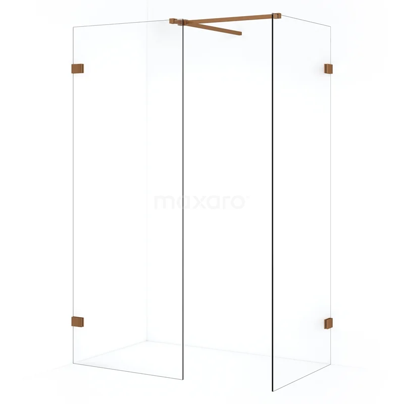 Diamond Walk-in shower | 80x60 cm Copper Clear glass 2 fixed walls IDB0806520KP