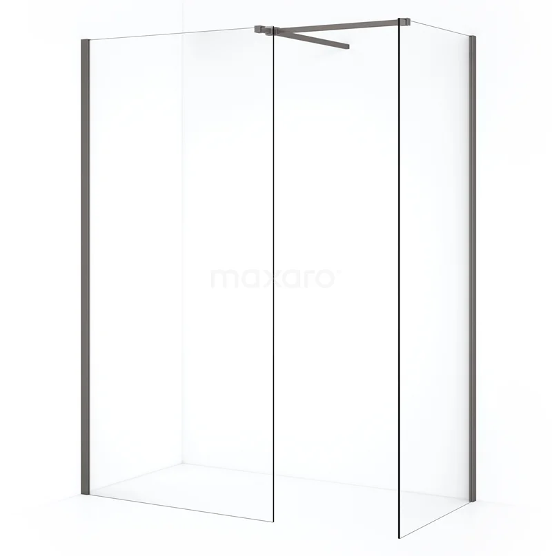 Diamond Walk-in shower | 100x80 cm Black metal Clear glass 2 fixed walls IDB0810510ZMN
